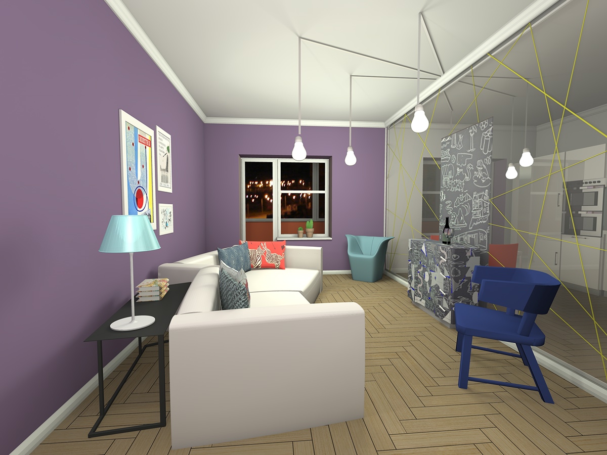Interior spb Design Project bright colours Playful young couple extraordinary