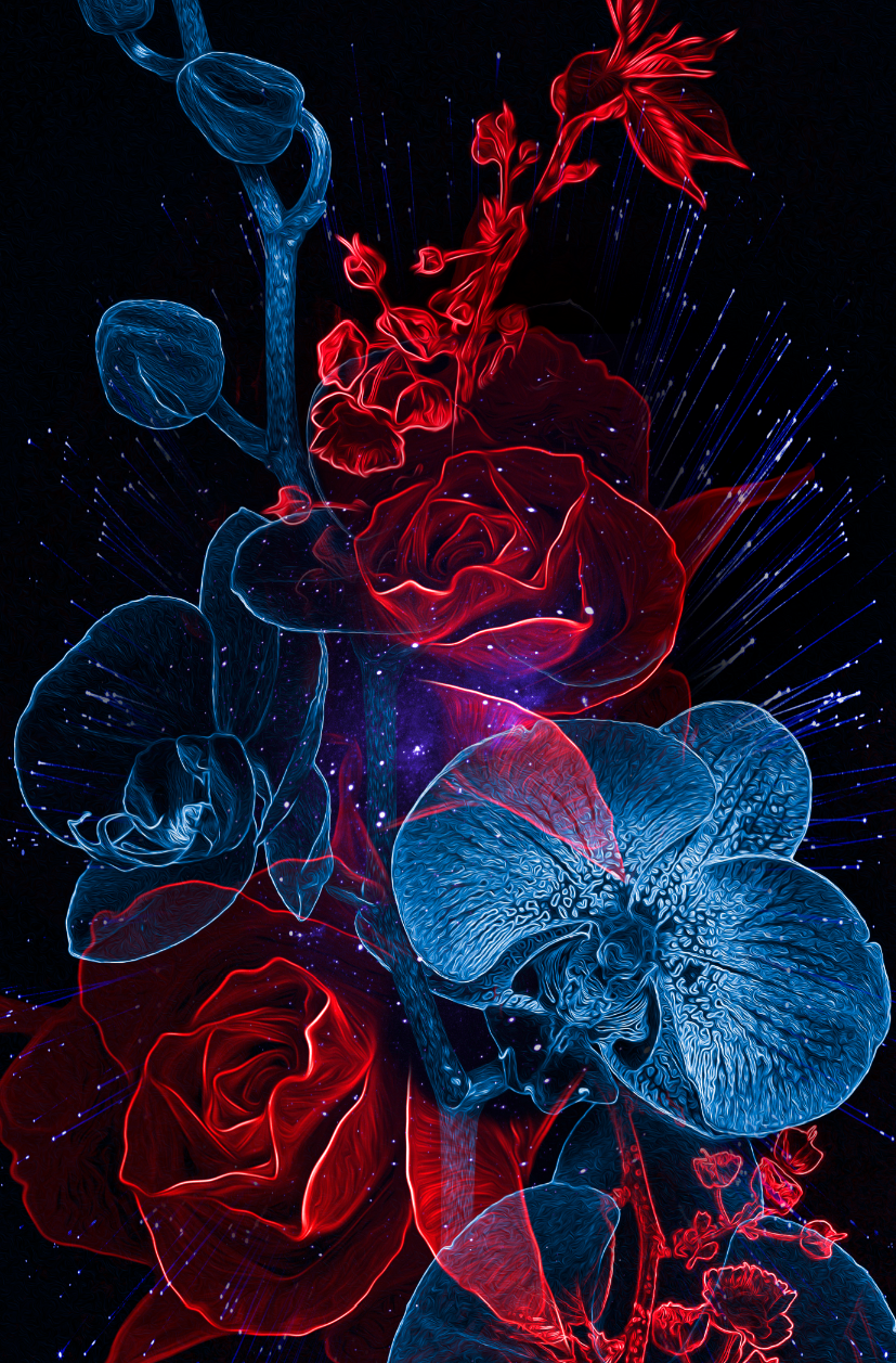 fantasmagorik nicolas obery flower blue red curioos botanical fantastic black