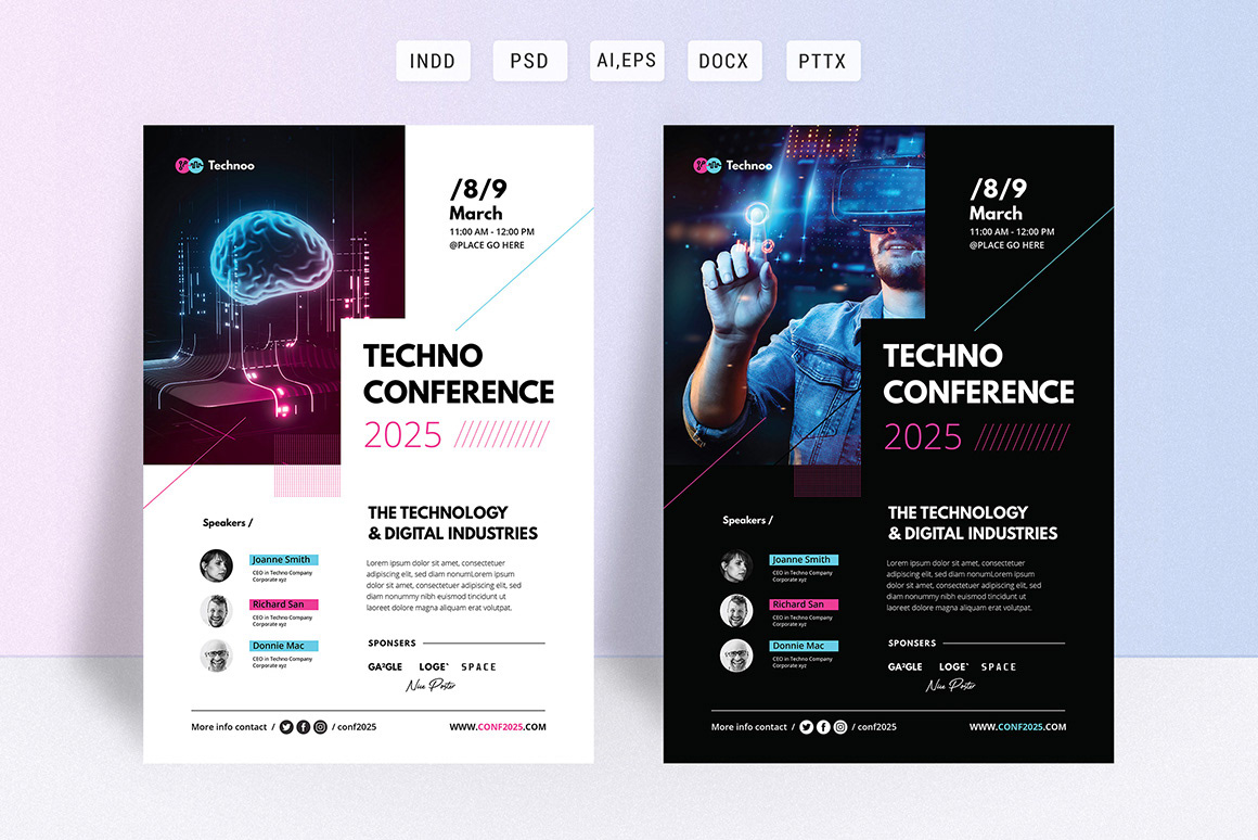 flyers Event Annual Conference bundle conference convention Technology techno a4