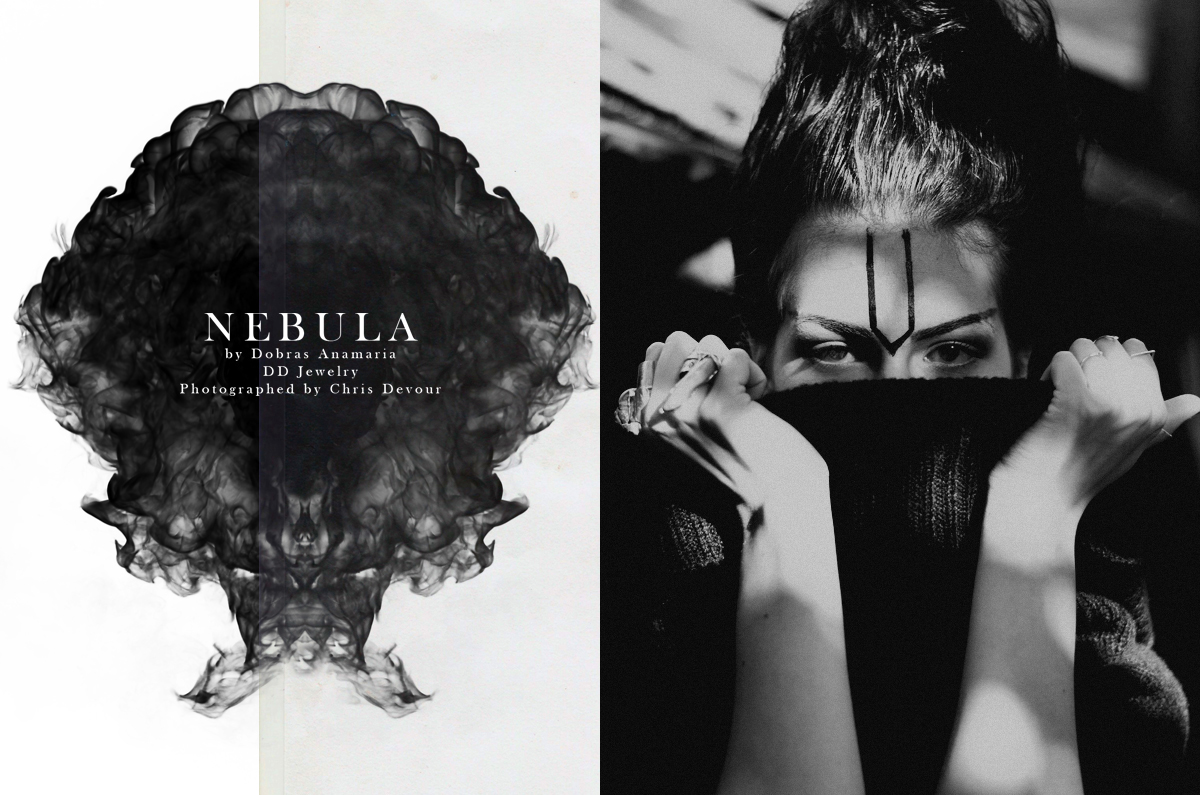 Collection nebula jewelry black and white models dark occult chrisdevour dobras anamaria ddjewelry editorial magazine