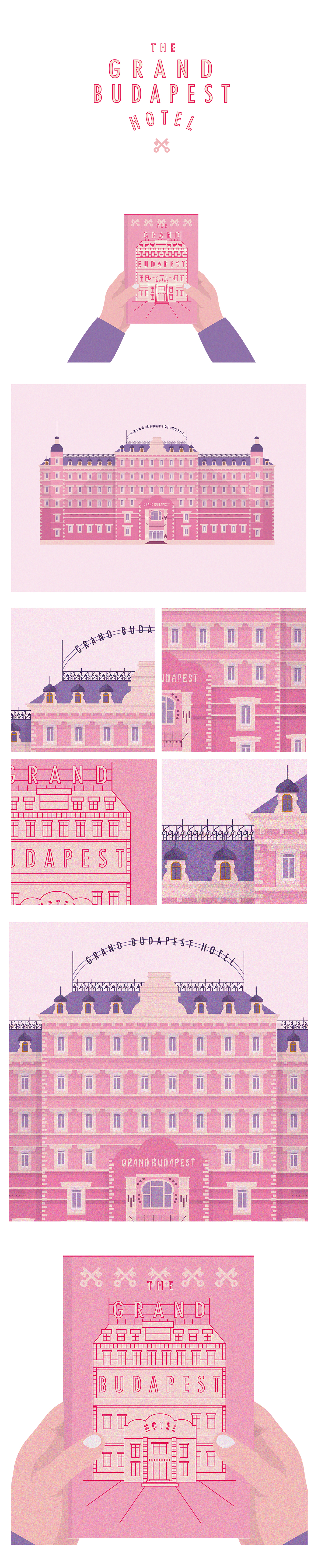 grand budapest hotel wes anderson flat desing ping mendl's hotel salomé gautier draw Illustrator