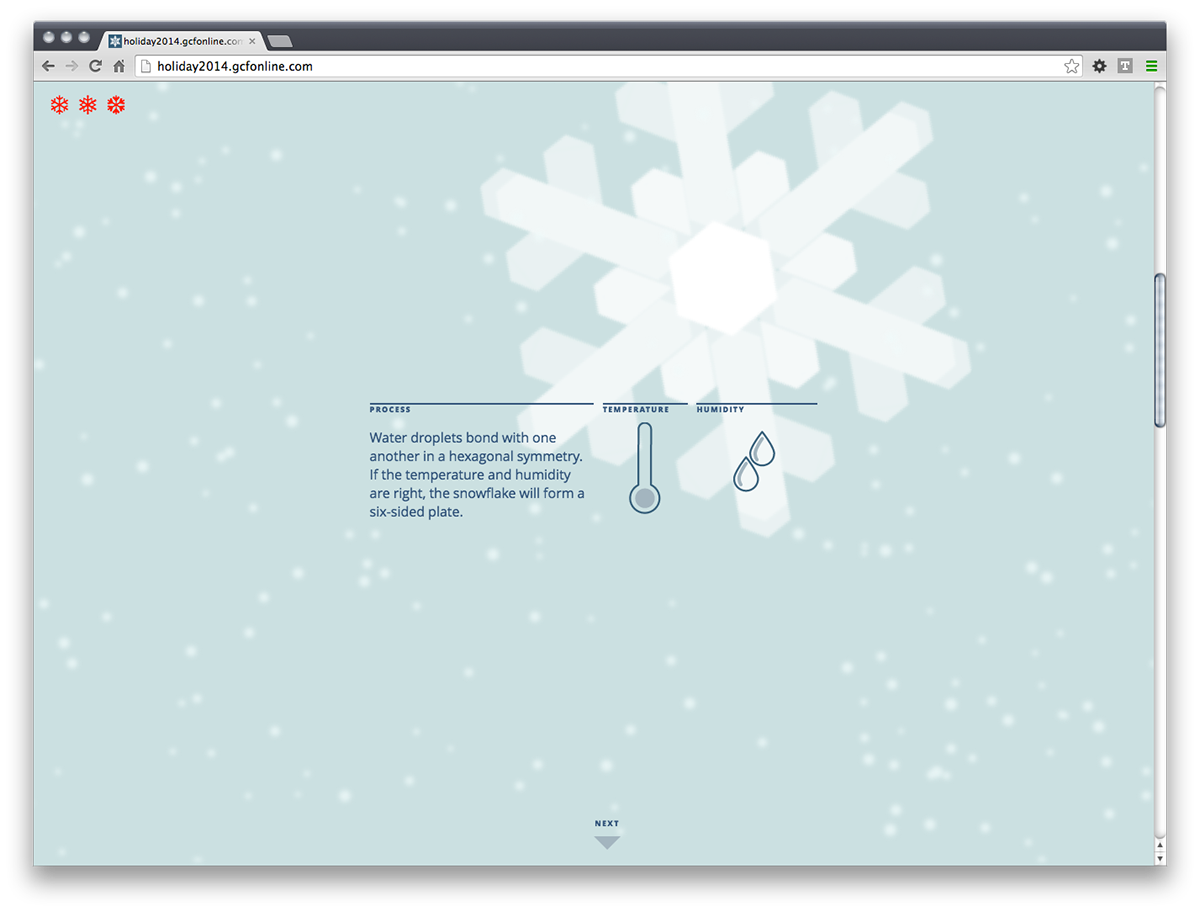 Holiday snowflake css3 GCF microsite