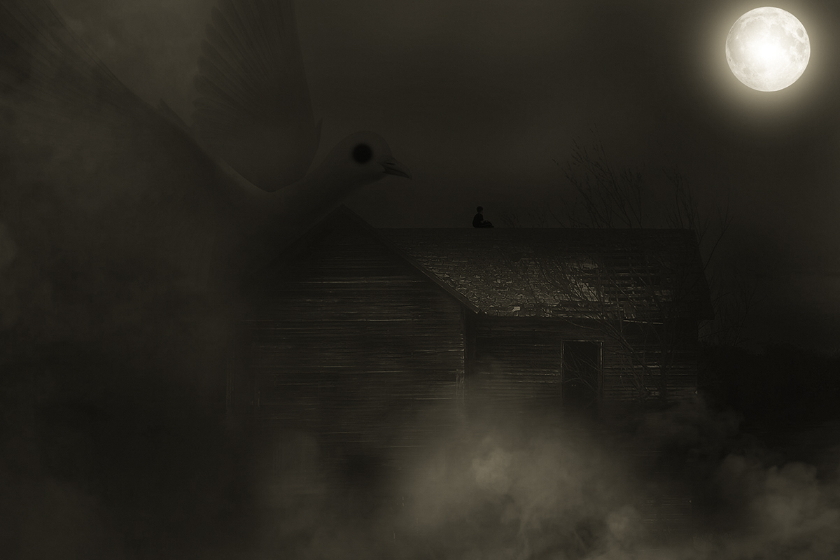 #bird  #moon   #house #boy   #digital   #art #fog #clouds  #desigen