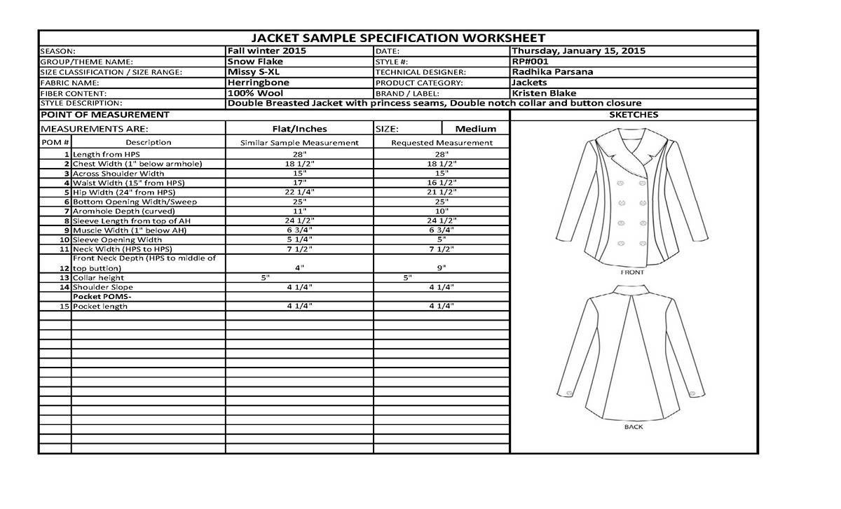 techpack competitor research cost analysis design sheets fabric details Fabric/Trim Placement Bom spec sheet pattern card Construction Callout Cost sheet comparison chart Technical Design