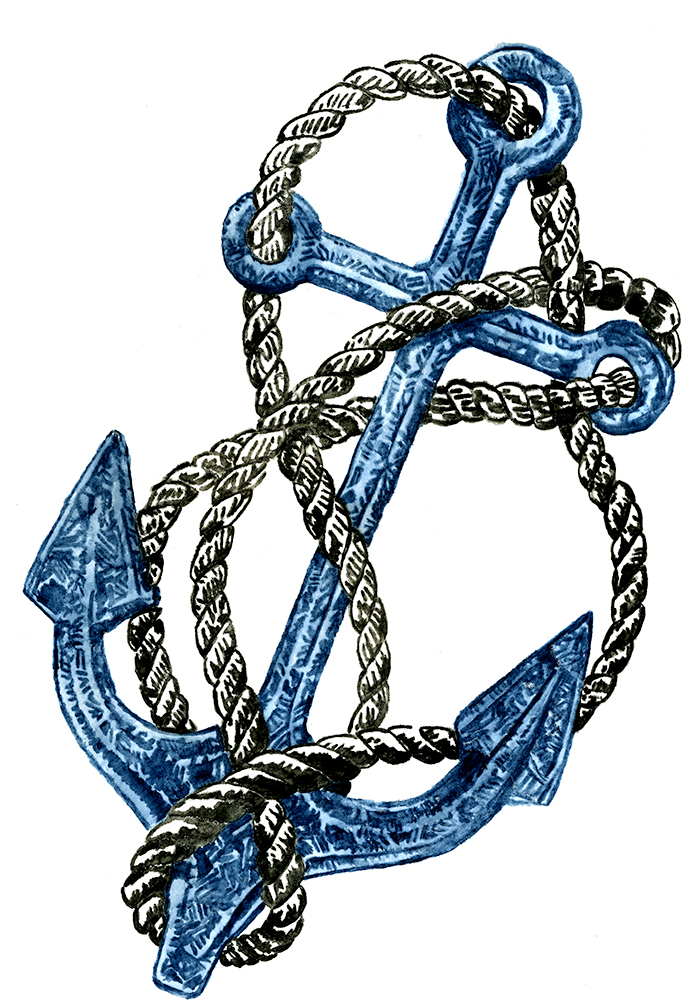 OBEY anchor rope rendering watercolor Ocean OBEY POSSE vintage