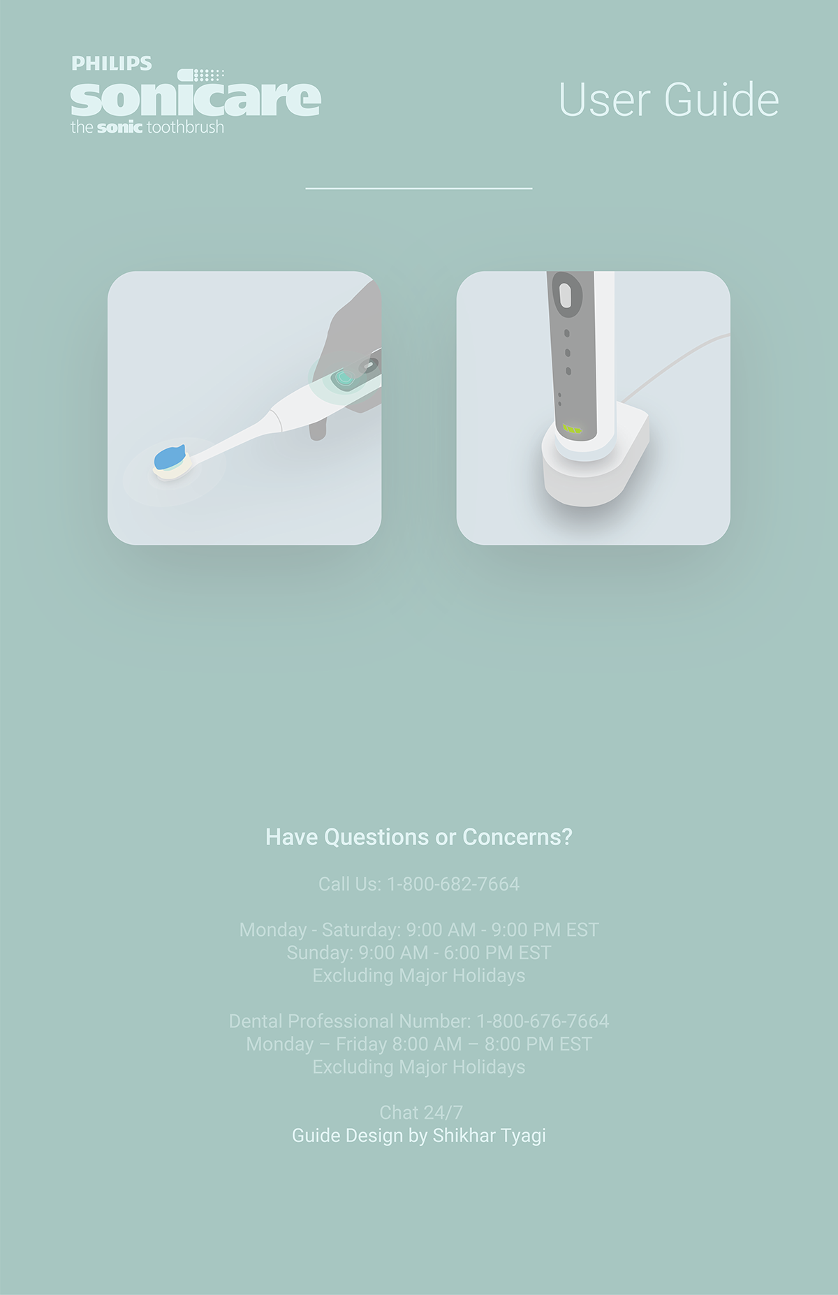 graphic userguide spread Philips Sonicare toothbrush industrialdesign