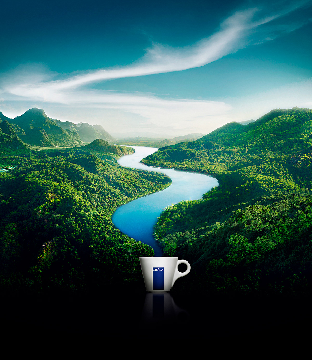Matte Painting Mattepainting environment Landscape Tropical river Coffee mountain