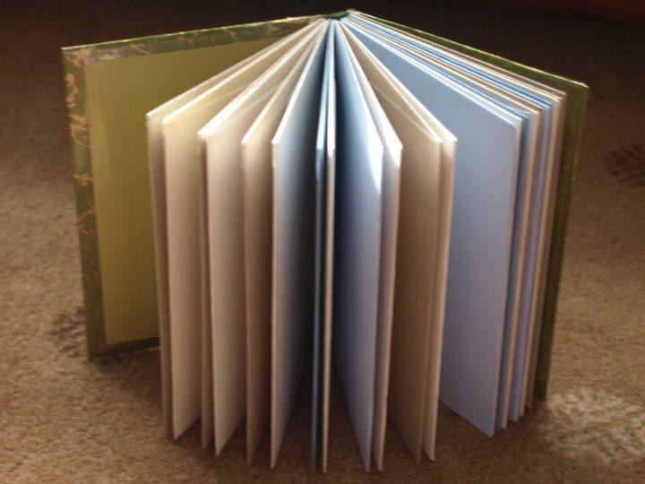 green leaf print paper envelopes Book Binding ribbon