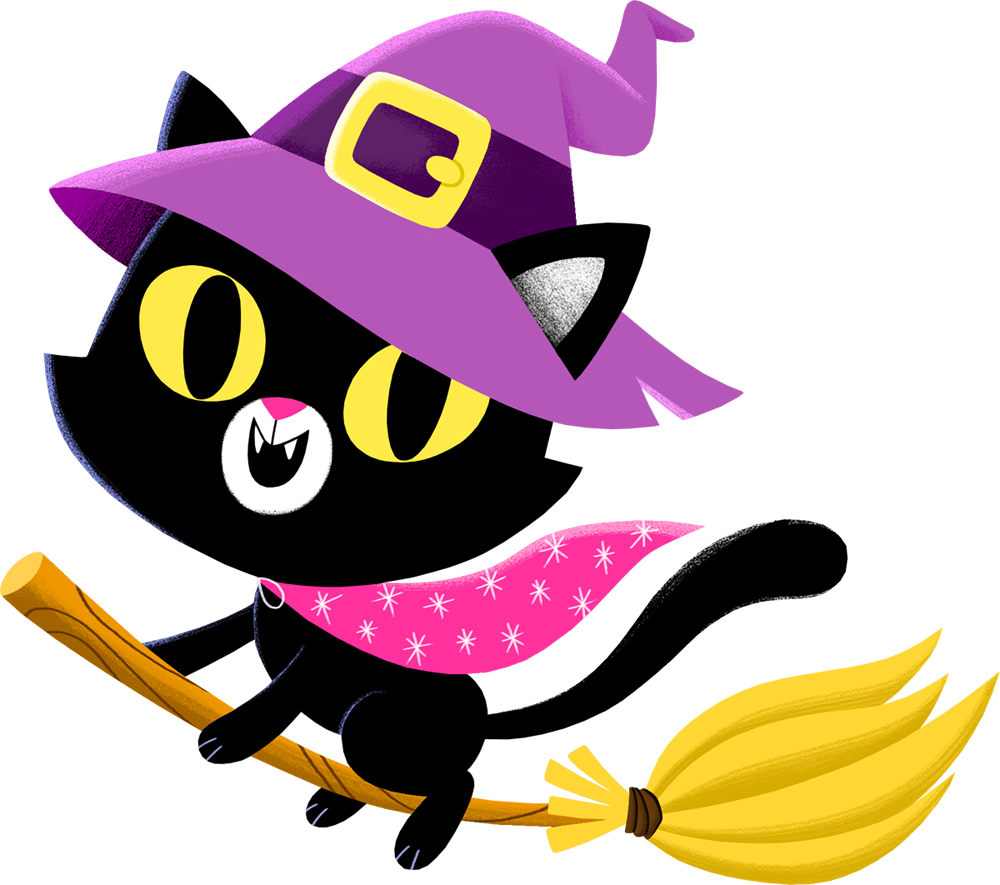 Halloween blackcat witch ChildrenIllustration Character design 