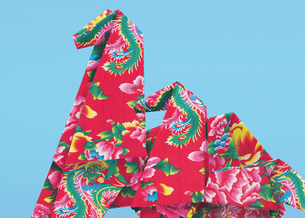 horse chinese new year fabric origami  paper