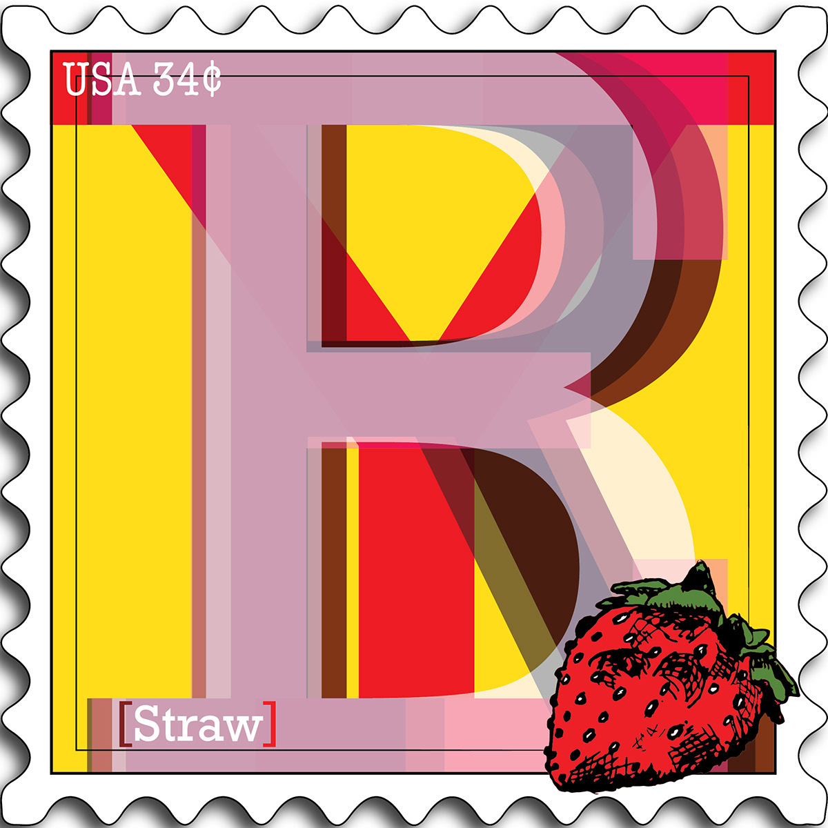 postage stamp  strawberry  Fruit