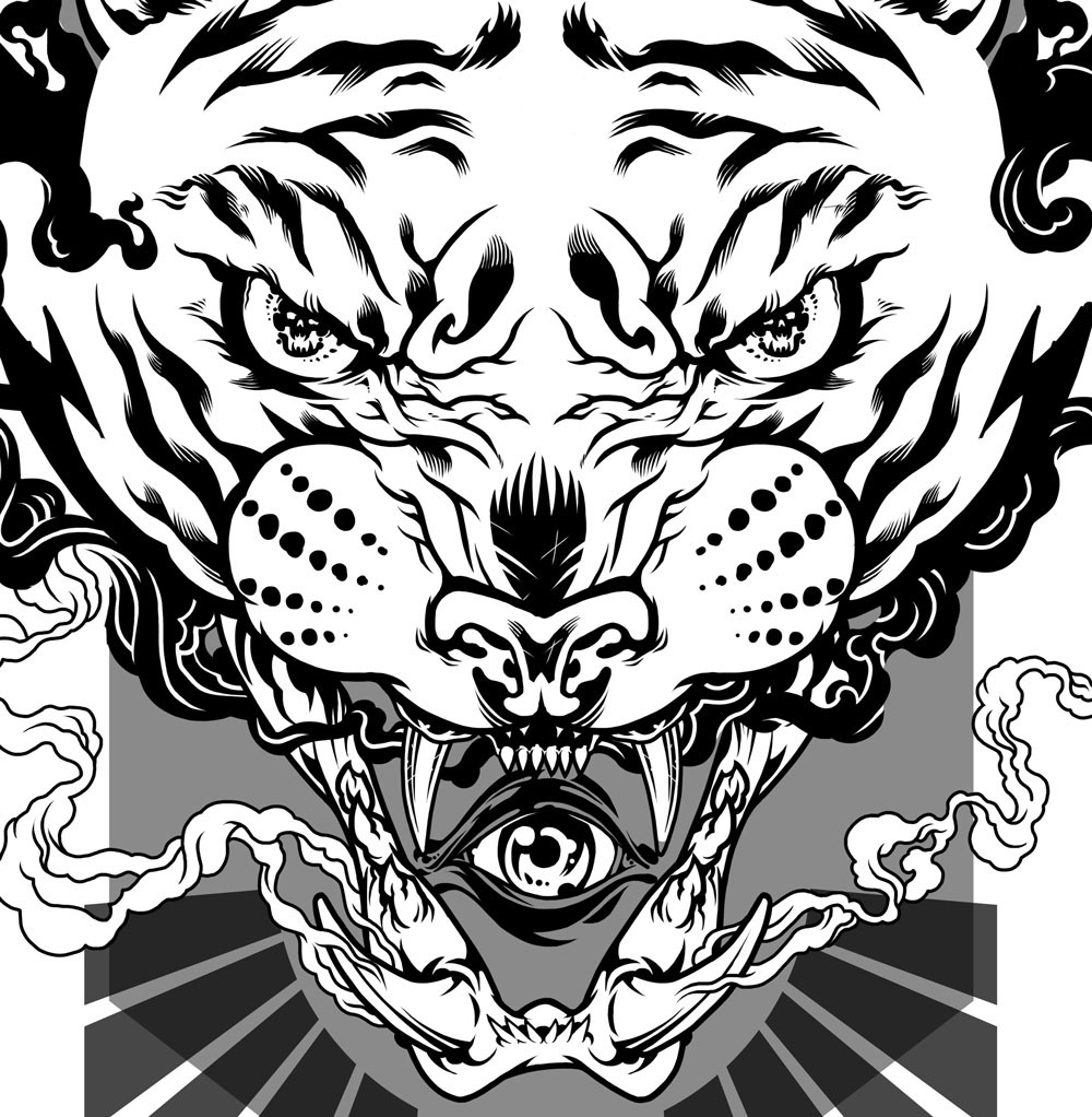tiger skull smoke Smokin' RWA black White