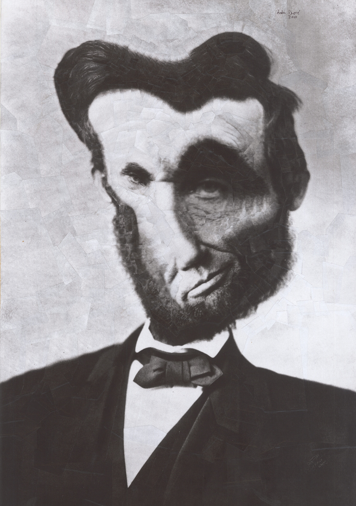 portrait Abraham Lincoln black and white paper collage
