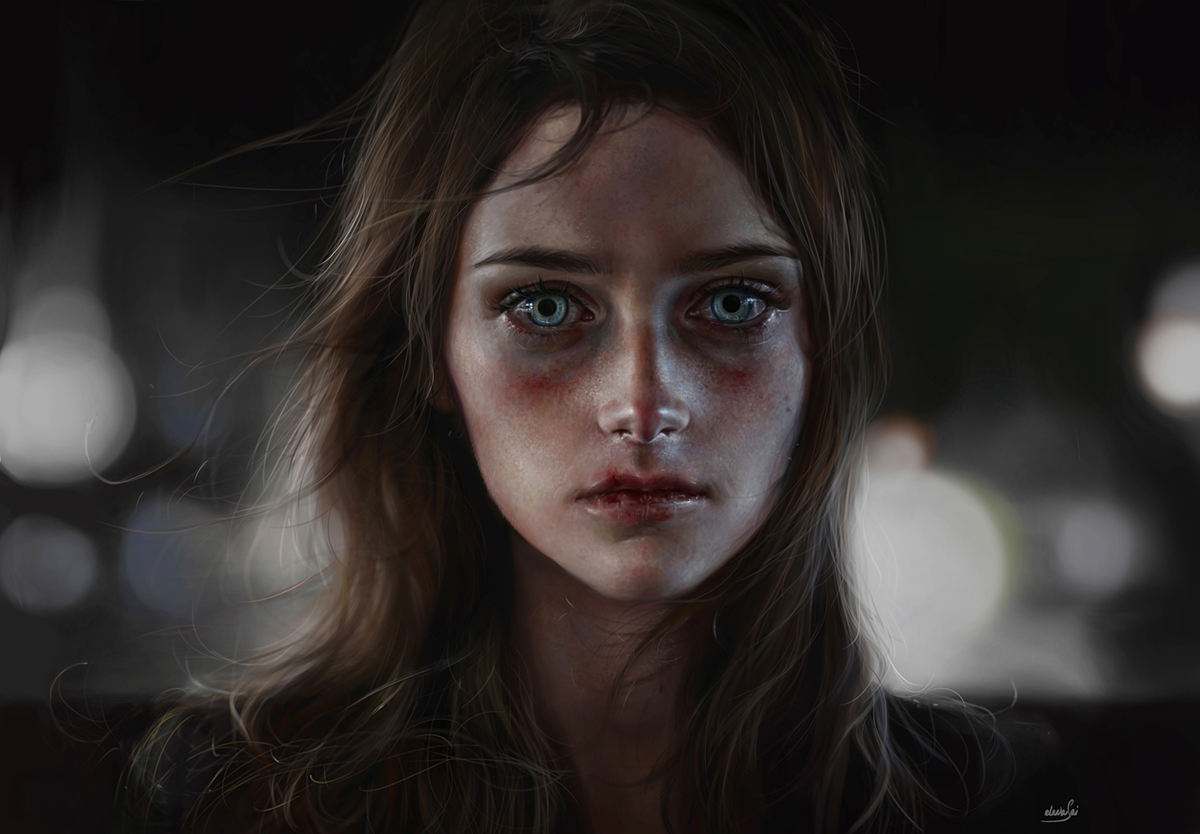 girl digital Realism creepy pain Bruise