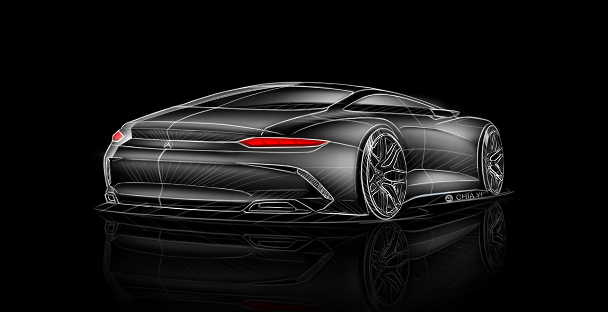 Automotive design car design concept design Mercedes Benz rendering sketch