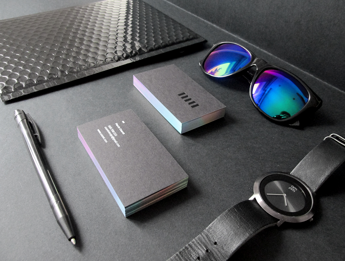 elegant black card cards personal business brand logo rainbow print colors poland edge Minimalism modern