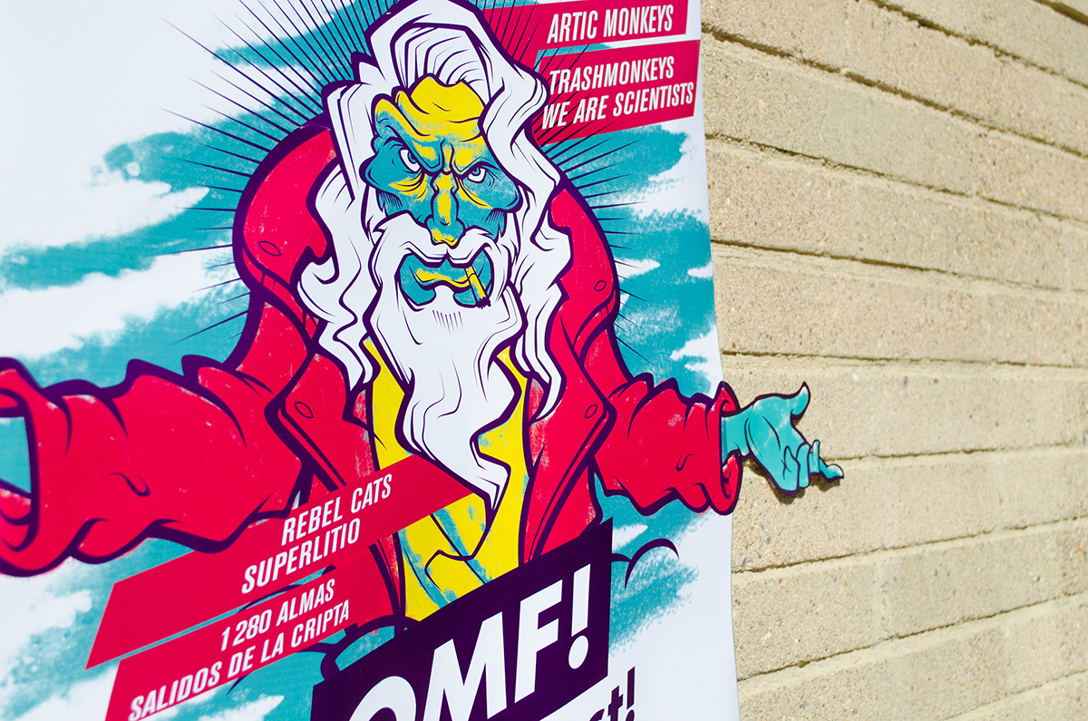 Music Festival God preacher Rock And Roll magenta flyers poster Event Branding