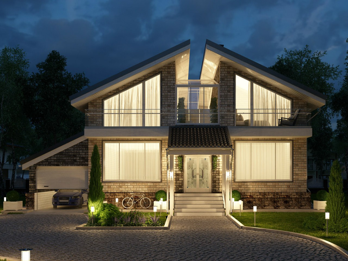 vacation home architecture house archviz exterior vray nightrender