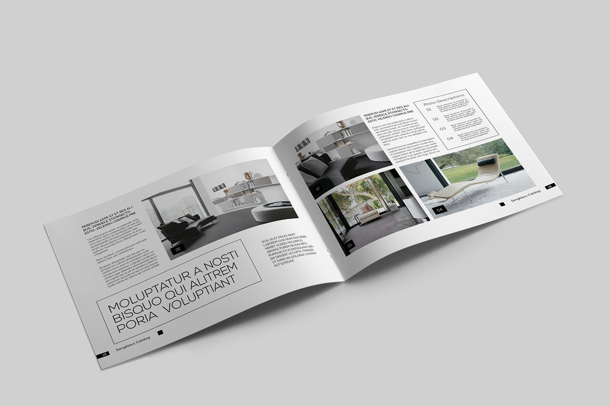brochure catalog portfolio design print clean minimalist Interior template photo album a4 a5 magazine Landscape Layout