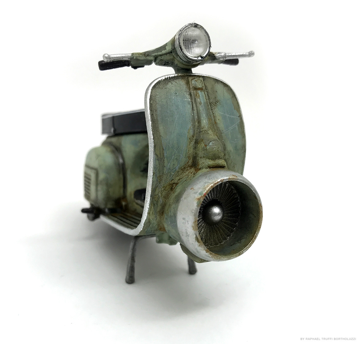 miniature art vespa motorcycle futuristic vintage concept handmade Miniature grandmondo art