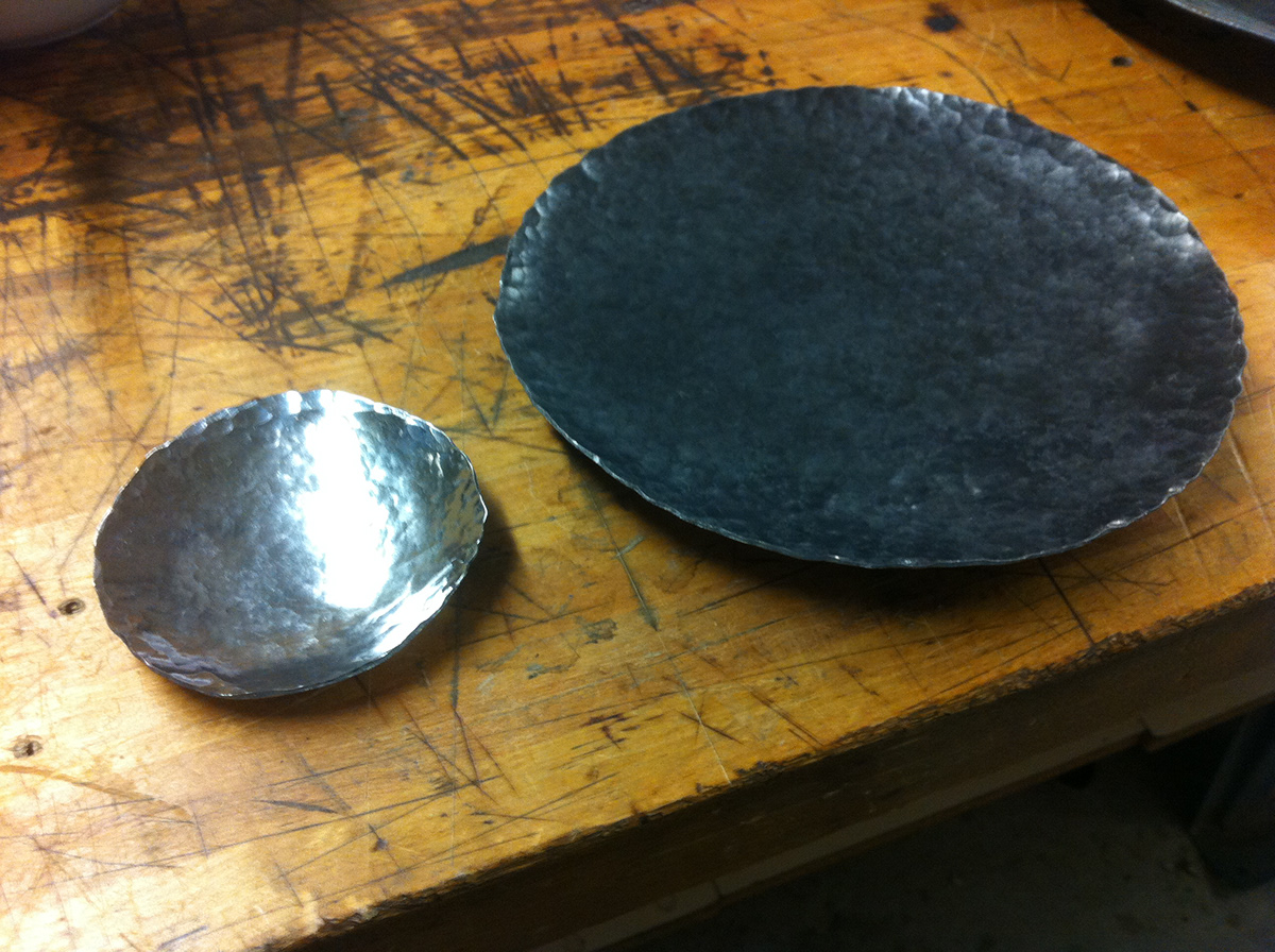 metal steel dish bowl bronze hammered welding polish