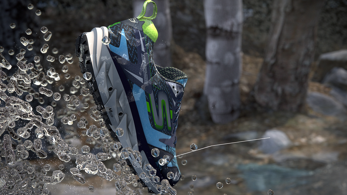Photogrammetry shoes xparticles cinema 4d running cg shoe mountains footwear Performance sneaker