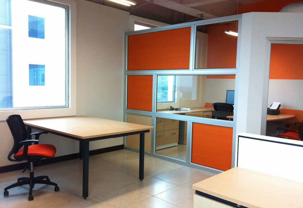 corporative Office wallpaper green orange spaces