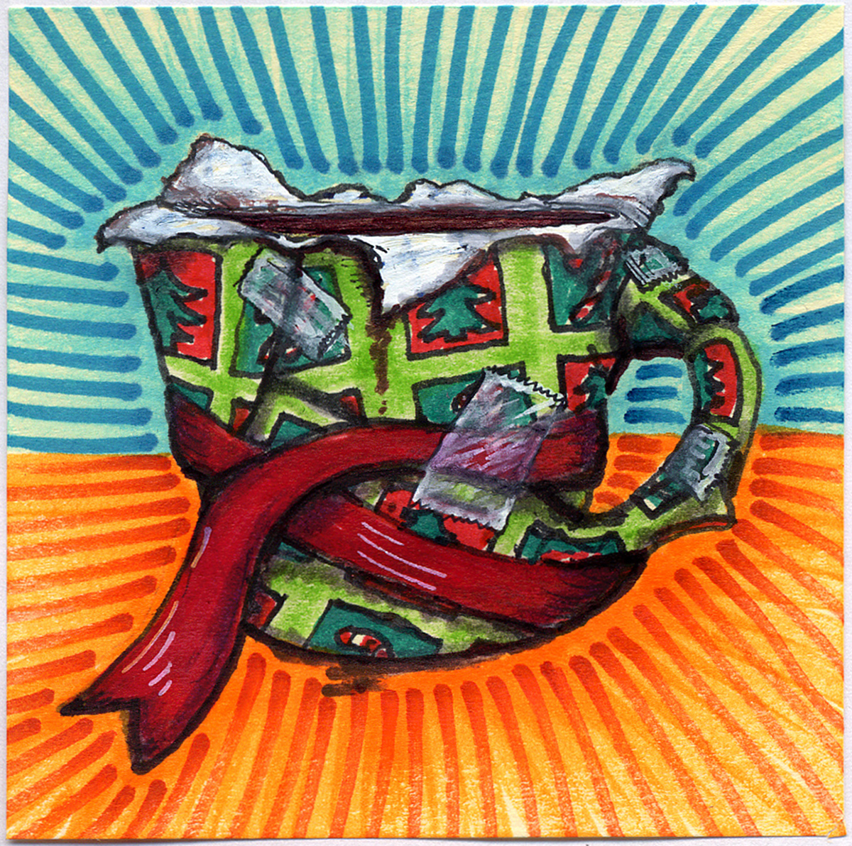 Drawing  Coffee post-it notes Marker ILLUSTRATION 