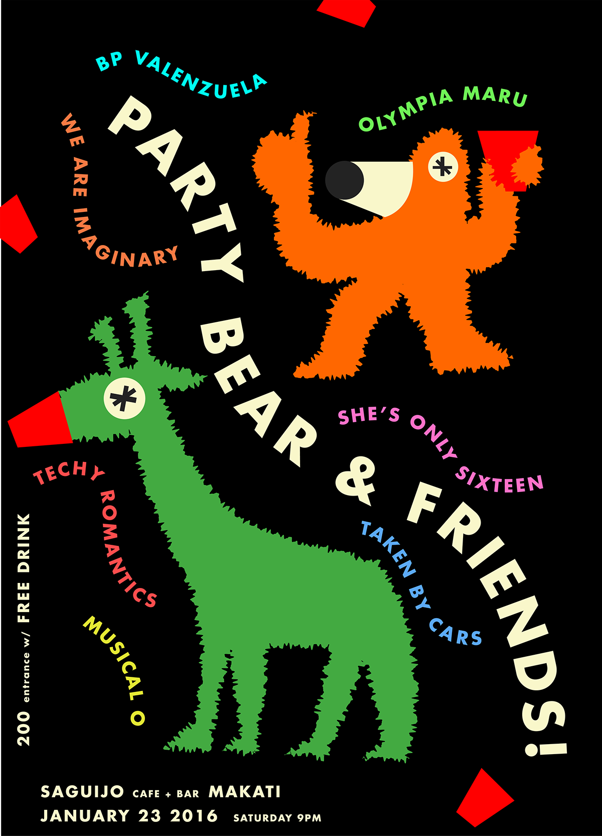 Party Bear Records gig poster