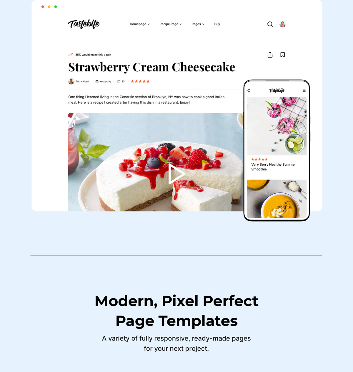 bootstrap cooking design Food  HTML recipe template Theme UI ux