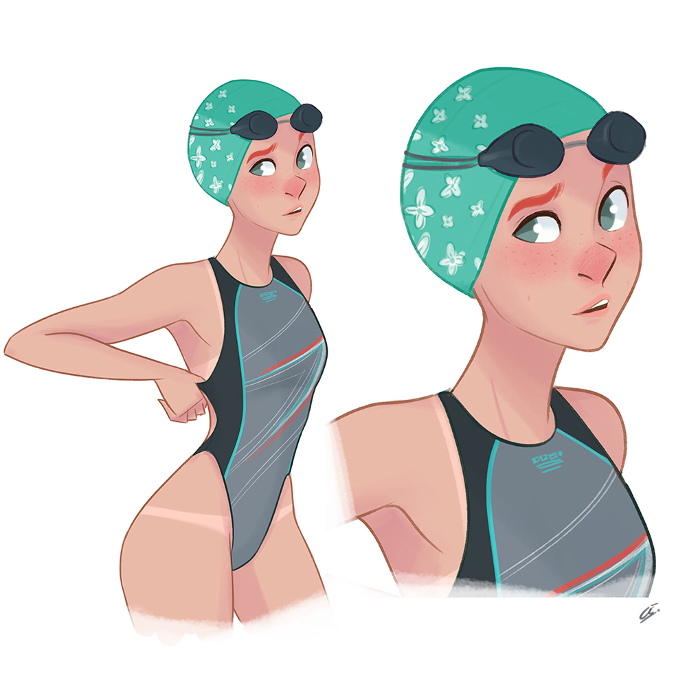 Character girl swimmer