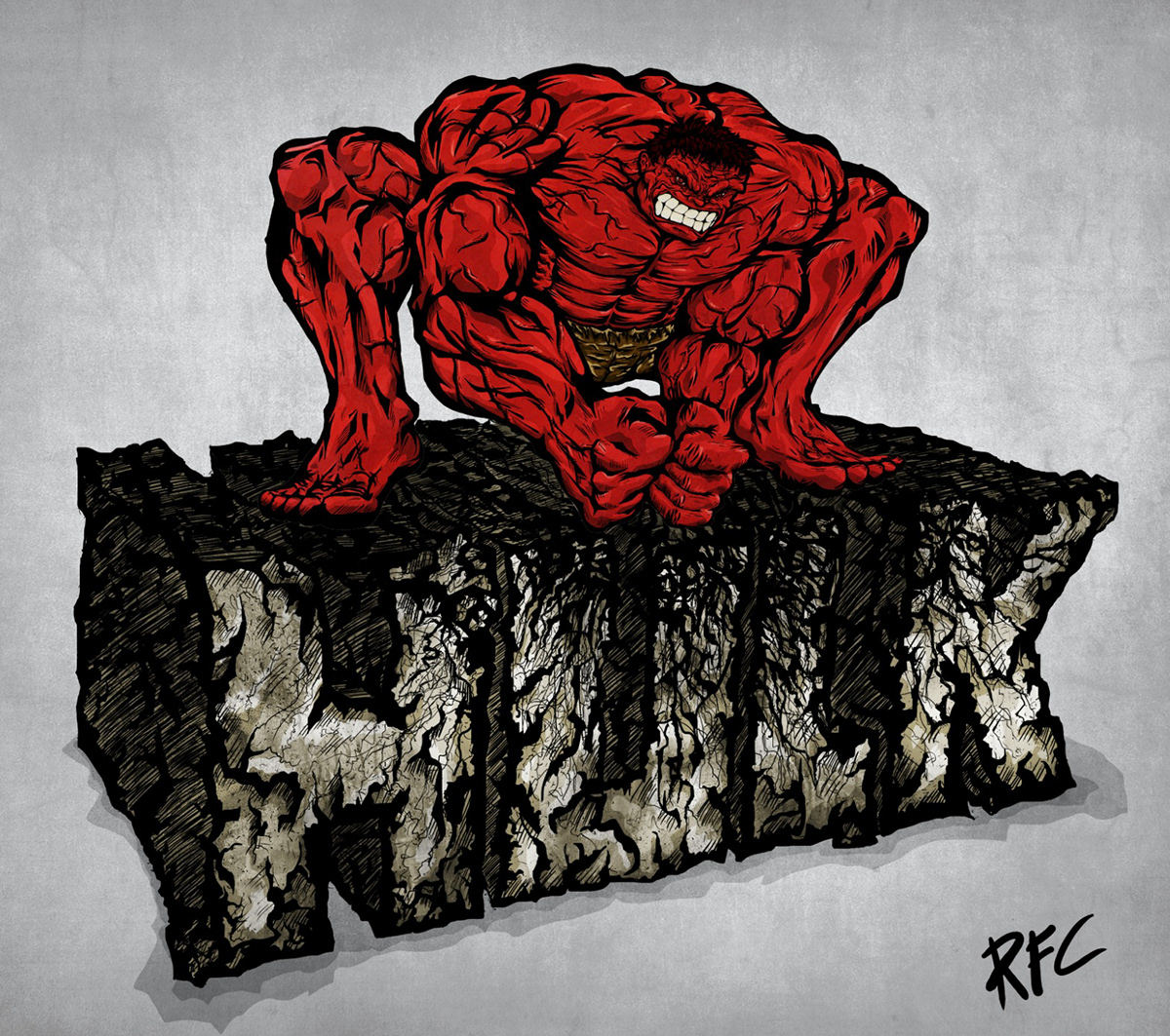 Hulk ilustracion coloreado digital comic