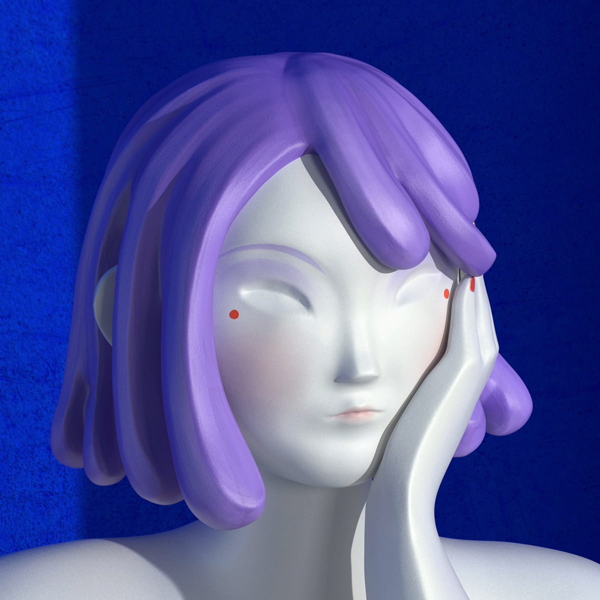 girl purple hair 3d character design digital art