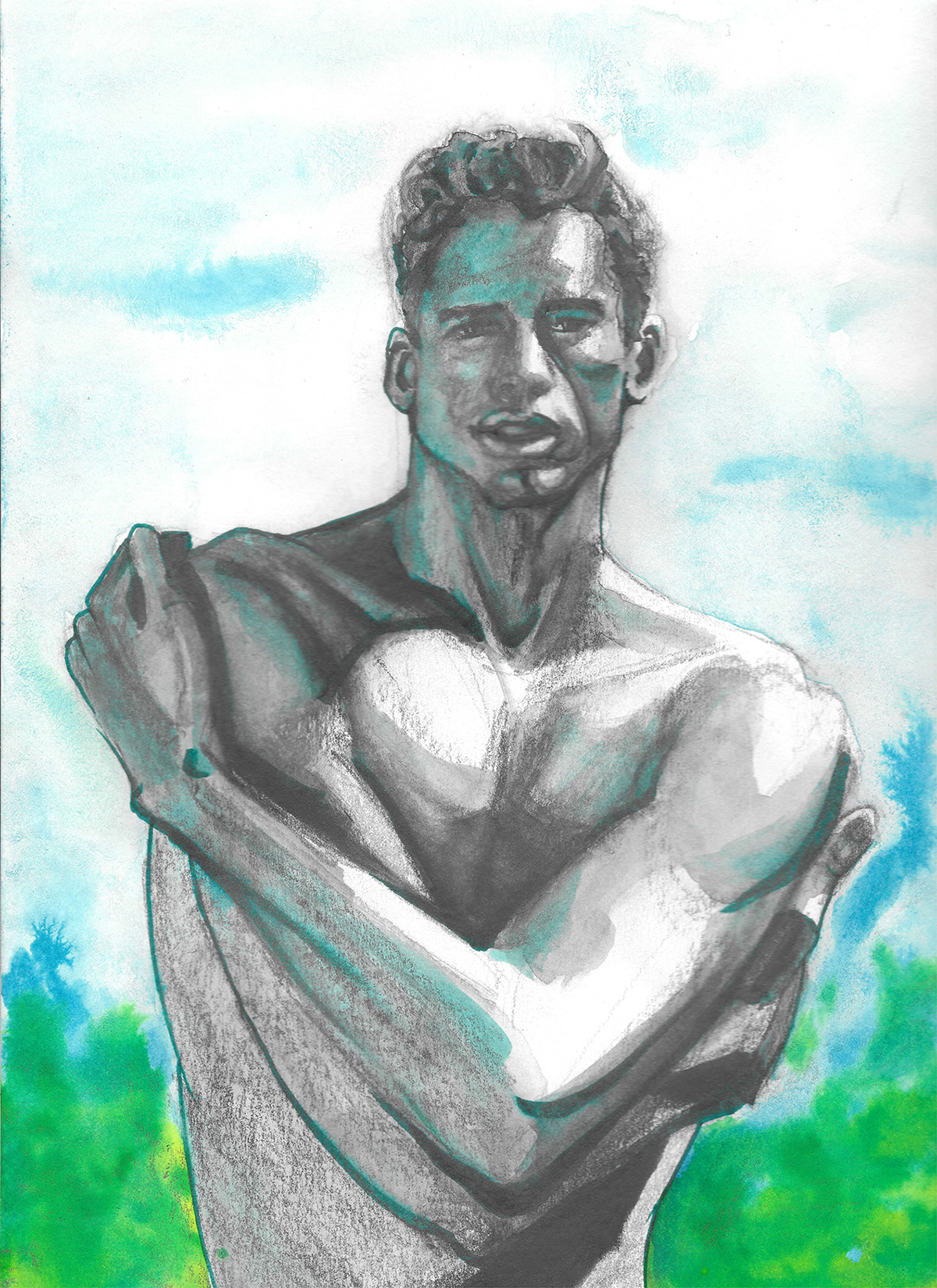 gay male Figure Drawing Figure Painting fine art watercolor