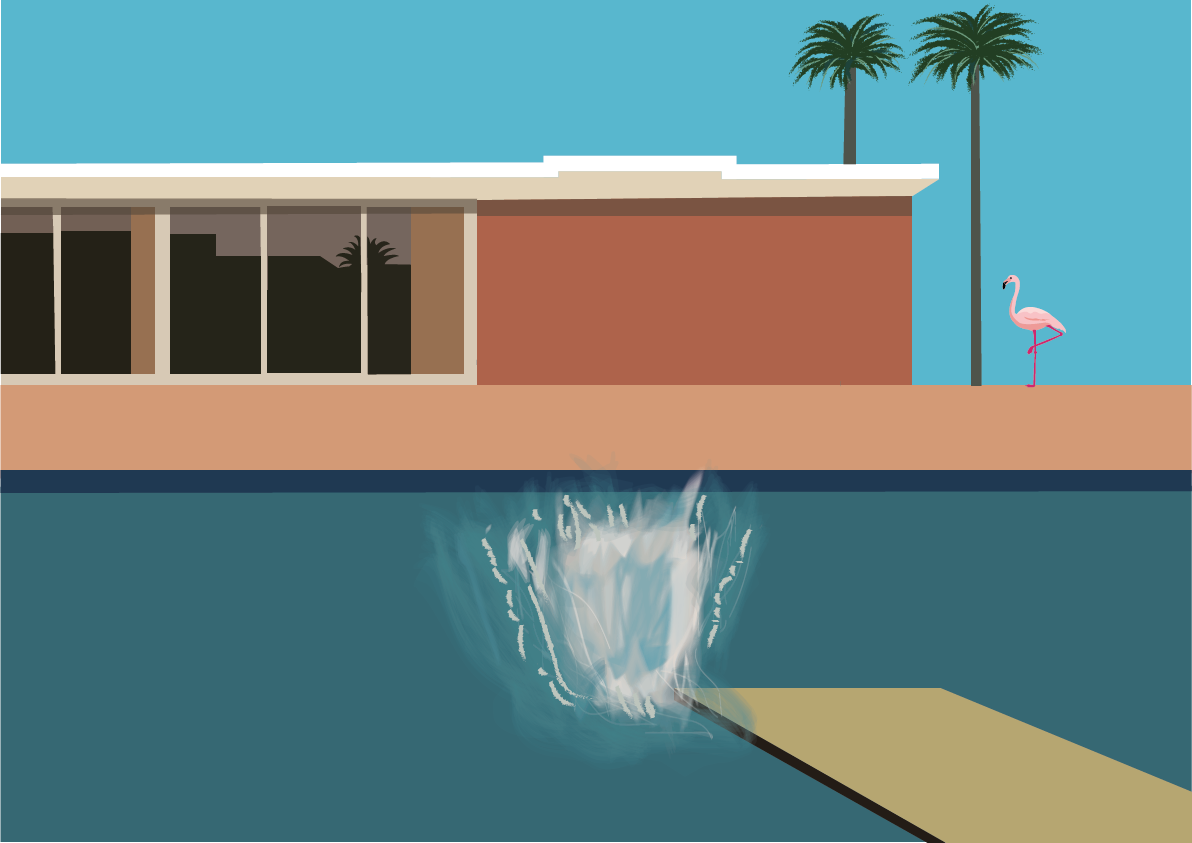 Palm Springs California tarde piscina ilustracion