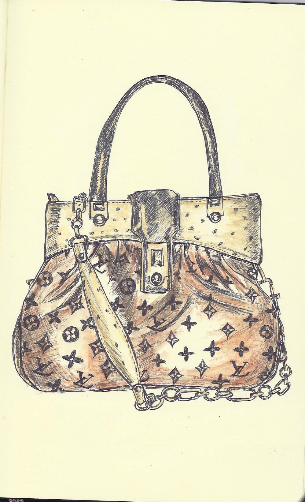 Louis vuitton  handbags  ballpoint pen Water colours  fashion  hand drawings
