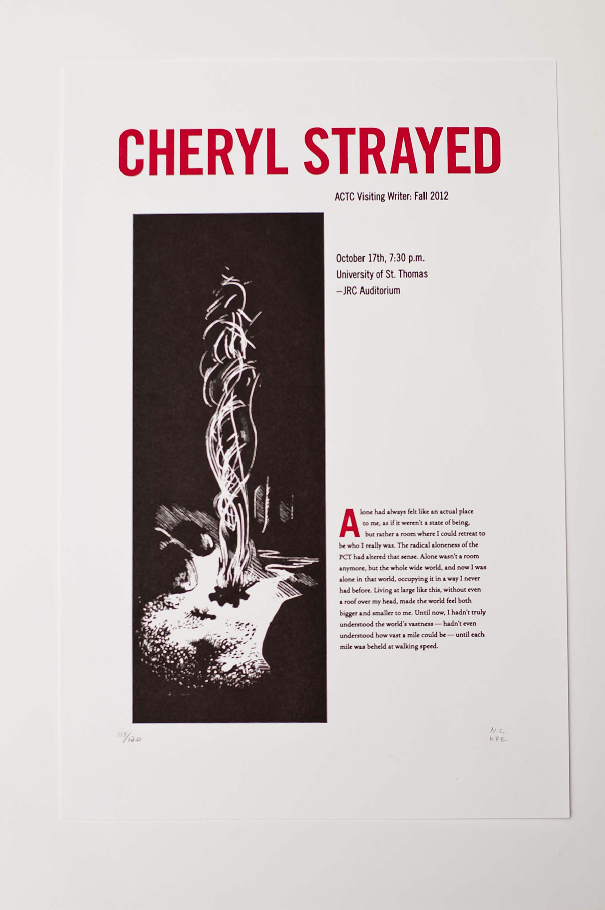 printmaking ACTC twin cities Cheryl Strayed wild letterpress broadside poster