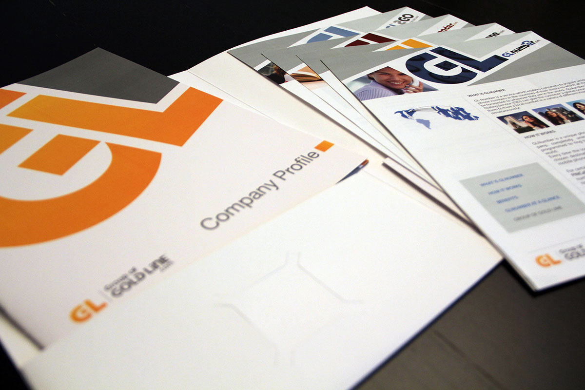GL Branding  company profile GLTelephony Folder  GLTelephony Brochurs  GL Stationary 