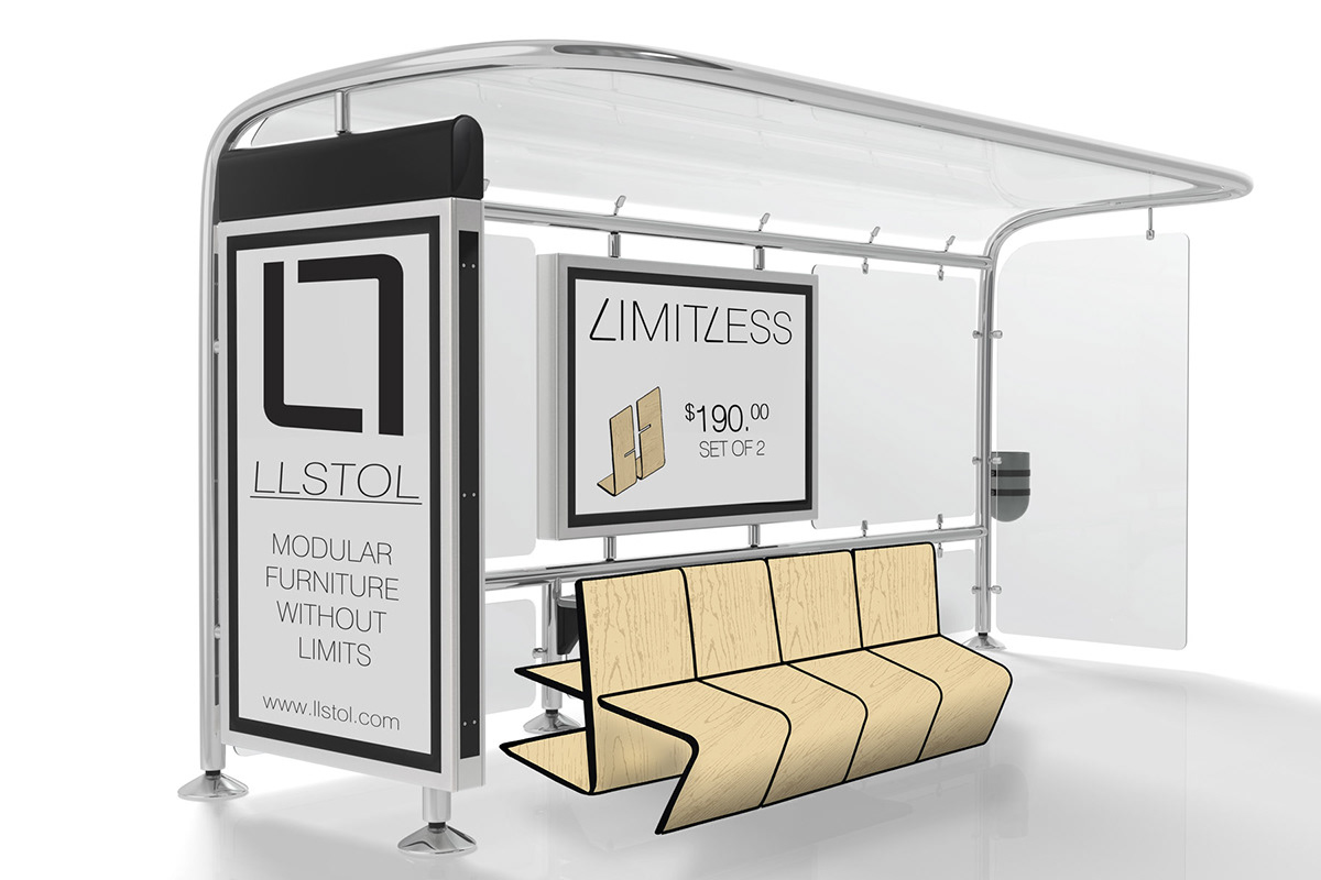 print spread bus stop furniture Transparency modular design