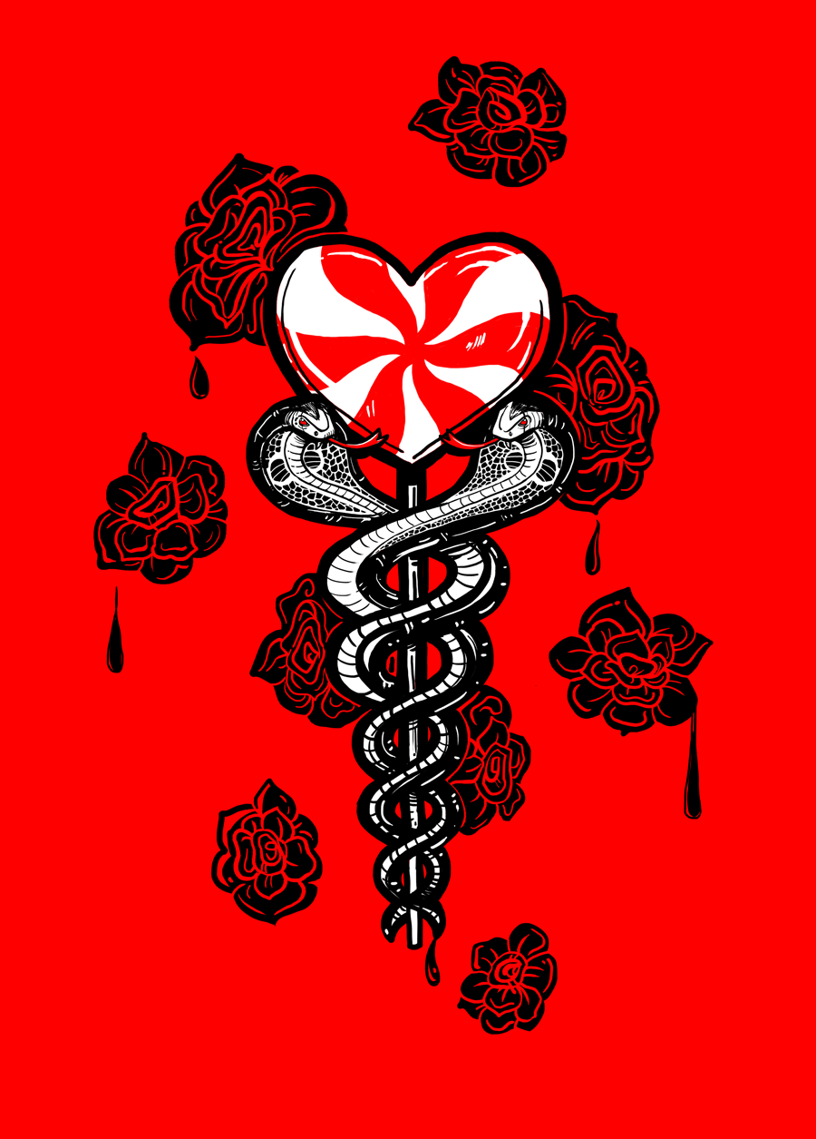 Love poison heart snakes serpent evil