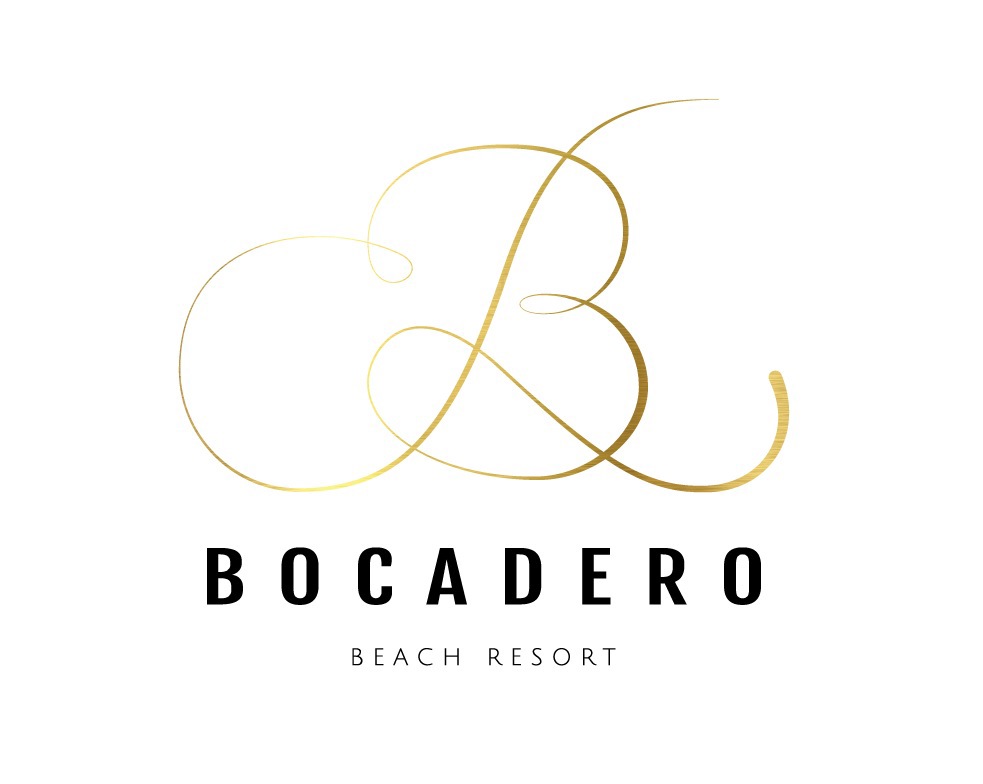 Bocadero  logo beach resort baroque Script styled Custom type