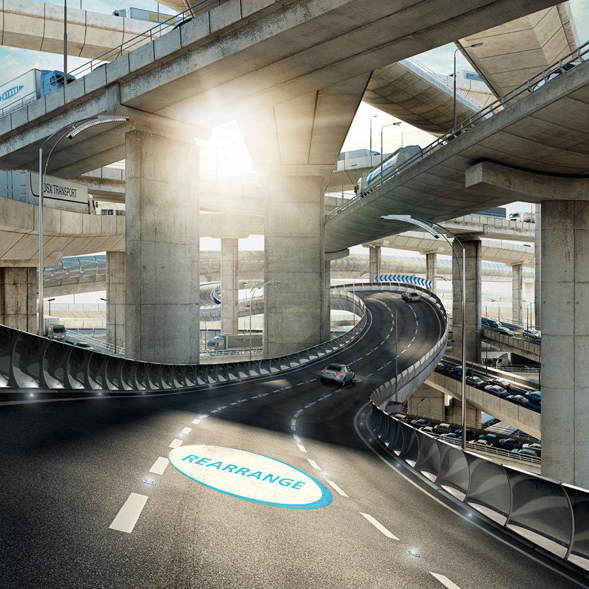 Souverein CGI 3D postproduction TU Delft  iceberg roads highway bridge Cars jaap vliegenthart luminous creative imaging fedde souverein