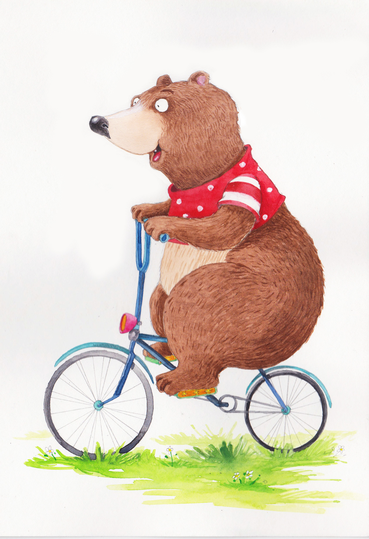 animals Love sweet bear bunny watercolor children lovely humor Bike fluffy colorful big girl night