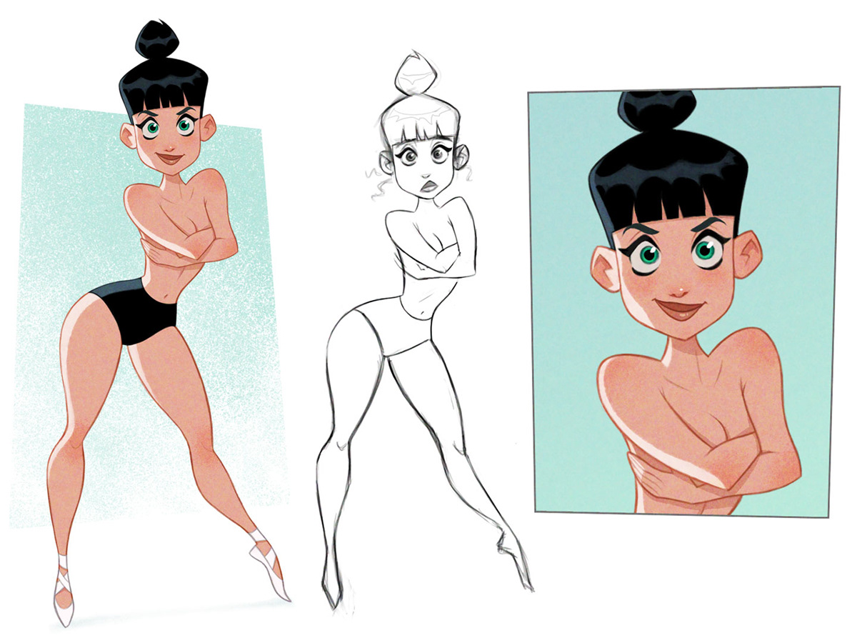 pinup model anatomy gesture characterdesign ILLUSTRATION  Drawing 