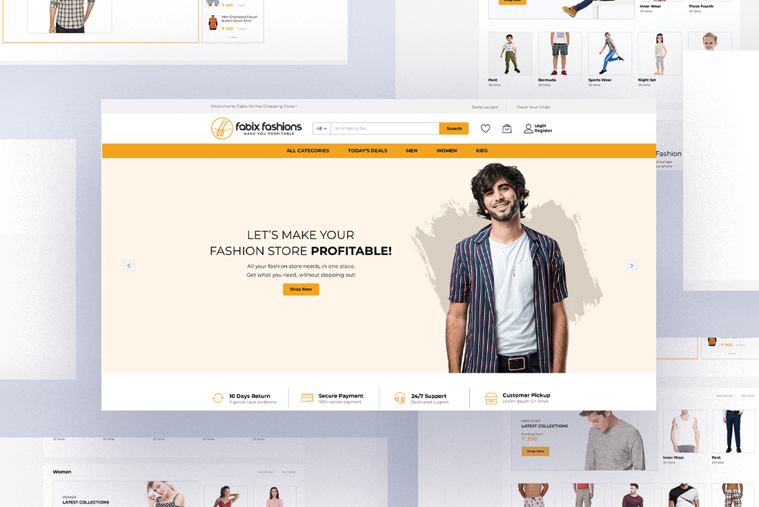 clothing shop ecommerce website Fashion Store fashion website ui design Website Design