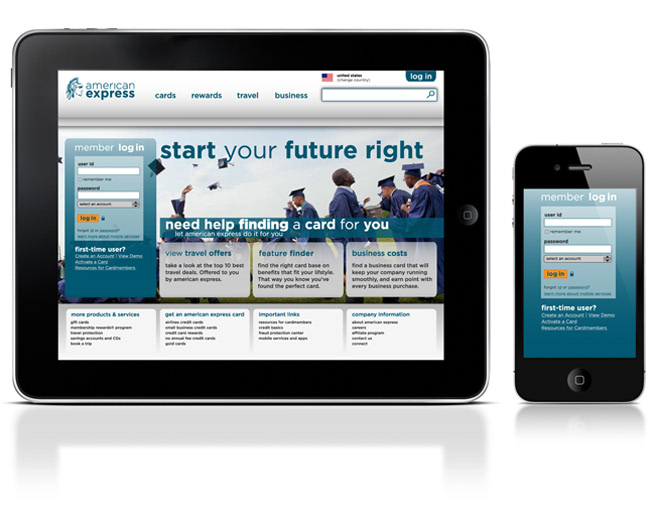 American Express Website Rebrand iPad iphone