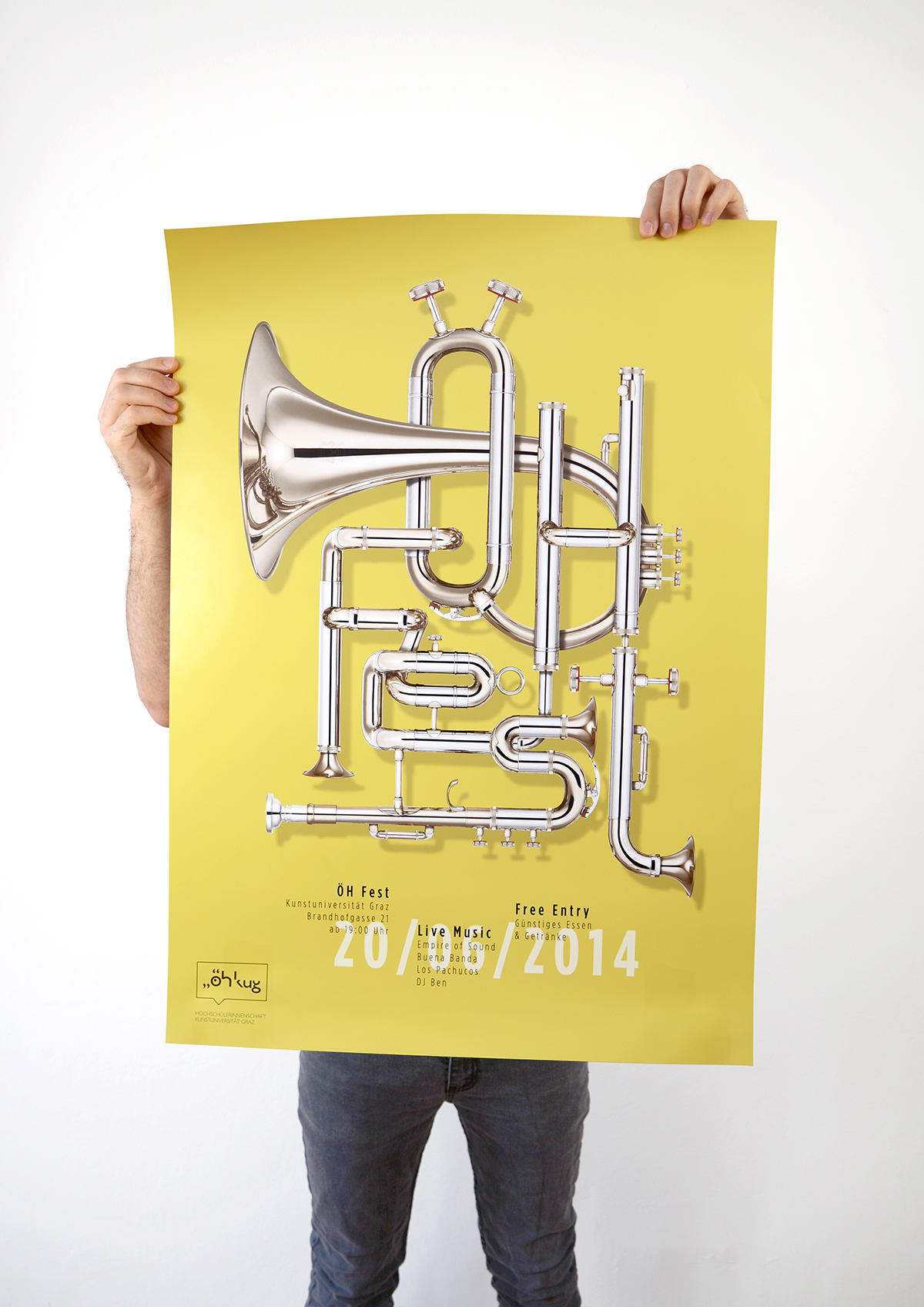 poster typo Adronauts ÖH-Fest vienna Patrick Pichler Wolfgang Warzilek music poster plakat typografie trompete instruments