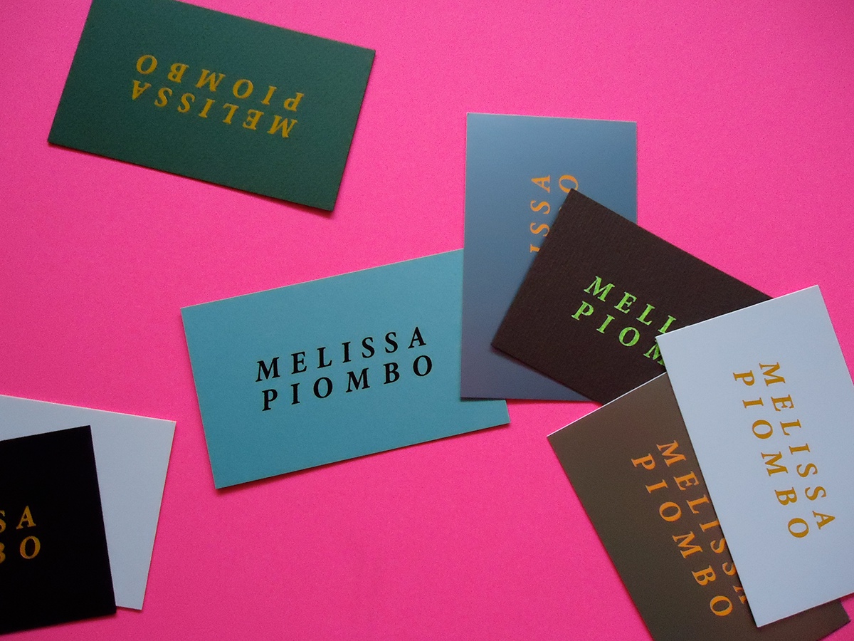 melissa piombo business card screen printing random color identity