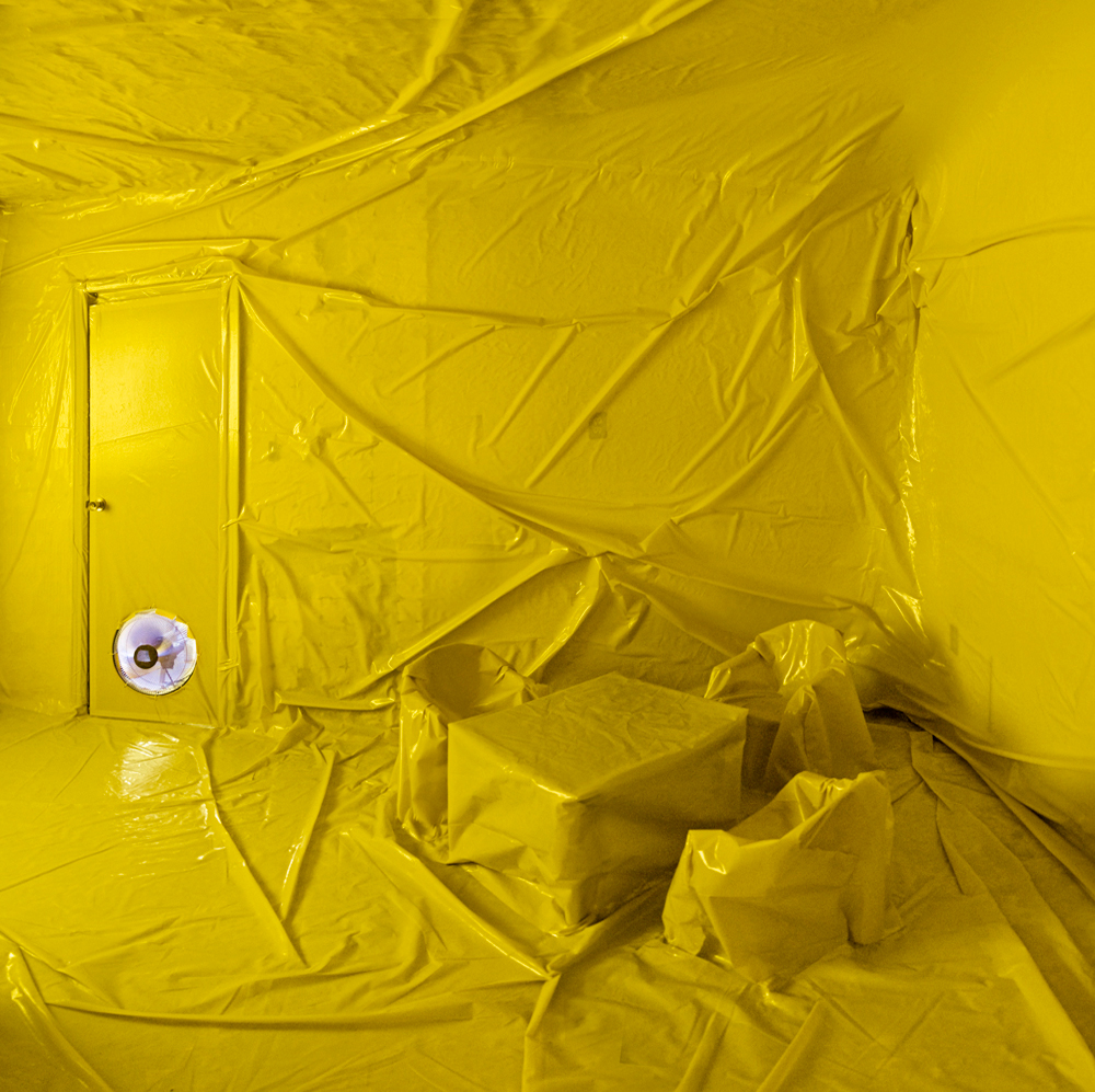 inflatable yellow art installation plastic air room bed