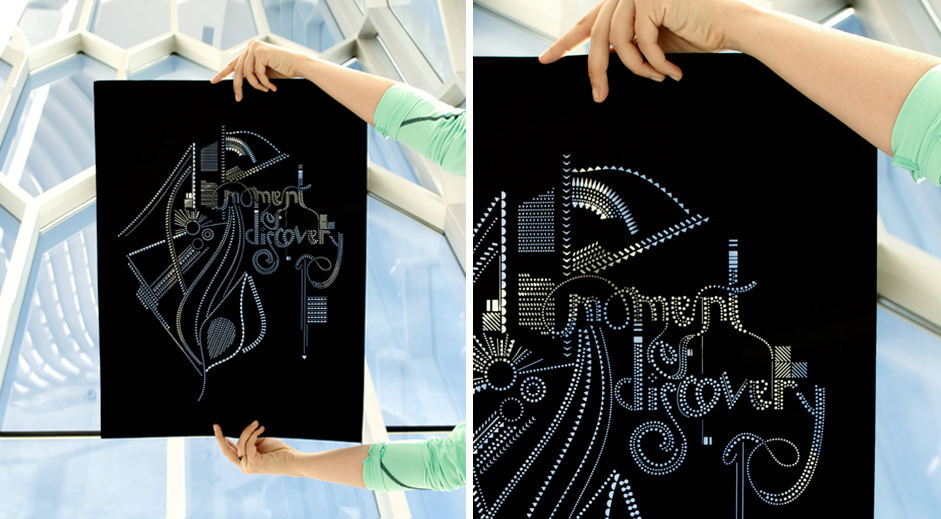 laser cut lettering Marian Bantjes discovery poster